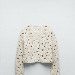 Zara Women's Cream Crochet Jacket